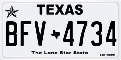 TX license plate BFV4734