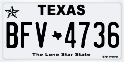 TX license plate BFV4736