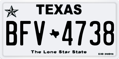 TX license plate BFV4738