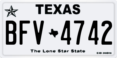 TX license plate BFV4742