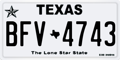 TX license plate BFV4743