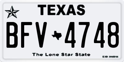 TX license plate BFV4748