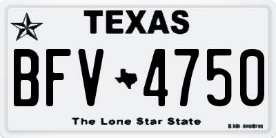 TX license plate BFV4750