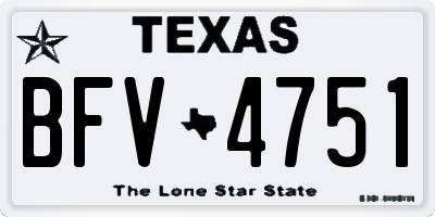 TX license plate BFV4751