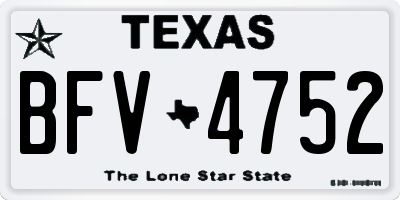 TX license plate BFV4752