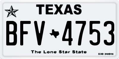 TX license plate BFV4753