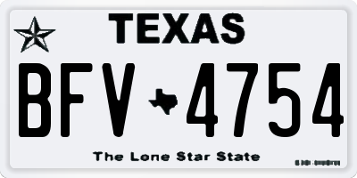 TX license plate BFV4754