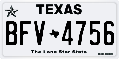 TX license plate BFV4756