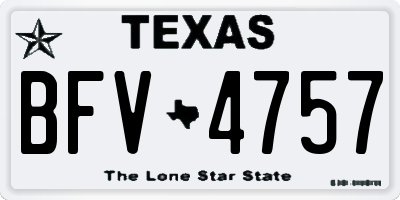 TX license plate BFV4757