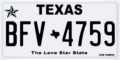 TX license plate BFV4759