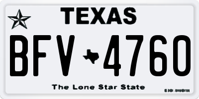 TX license plate BFV4760
