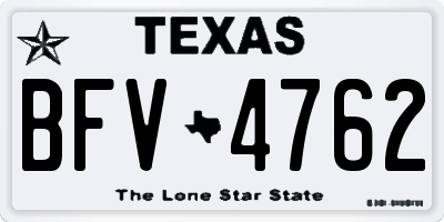 TX license plate BFV4762
