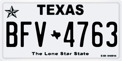 TX license plate BFV4763