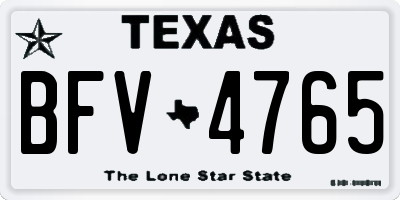 TX license plate BFV4765