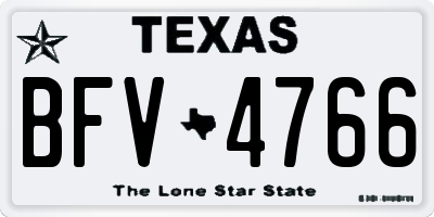 TX license plate BFV4766