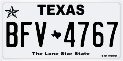 TX license plate BFV4767