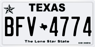 TX license plate BFV4774