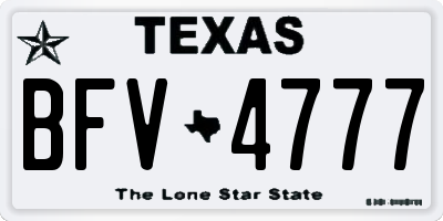TX license plate BFV4777