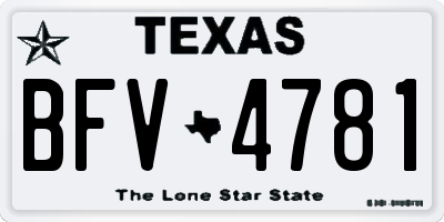 TX license plate BFV4781
