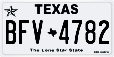 TX license plate BFV4782