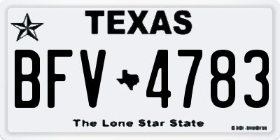 TX license plate BFV4783