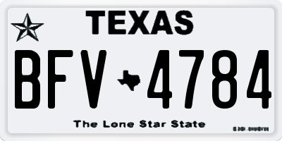 TX license plate BFV4784
