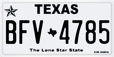TX license plate BFV4785