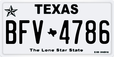 TX license plate BFV4786