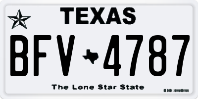 TX license plate BFV4787