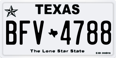 TX license plate BFV4788