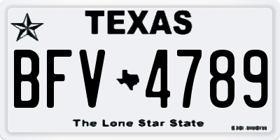 TX license plate BFV4789