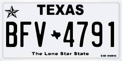 TX license plate BFV4791