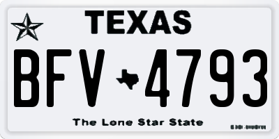 TX license plate BFV4793