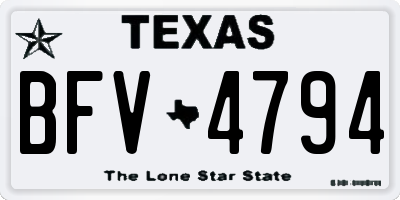TX license plate BFV4794
