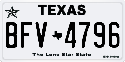 TX license plate BFV4796