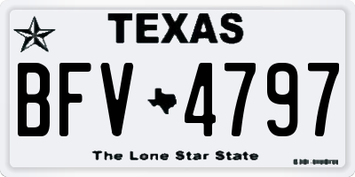 TX license plate BFV4797