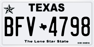 TX license plate BFV4798