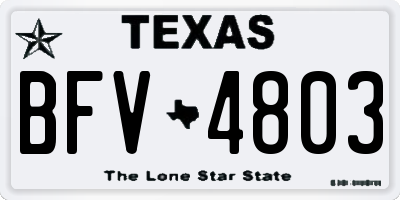 TX license plate BFV4803