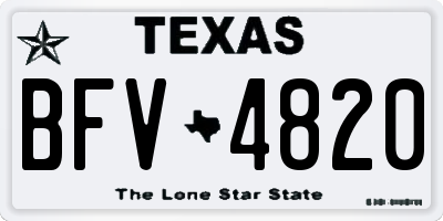 TX license plate BFV4820