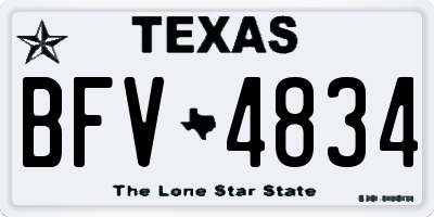 TX license plate BFV4834