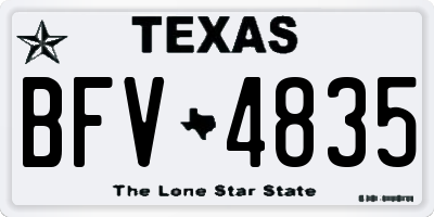TX license plate BFV4835