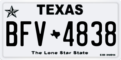TX license plate BFV4838