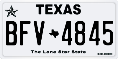 TX license plate BFV4845