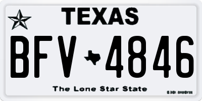 TX license plate BFV4846