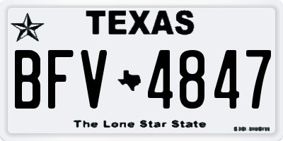 TX license plate BFV4847