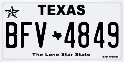 TX license plate BFV4849