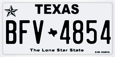 TX license plate BFV4854