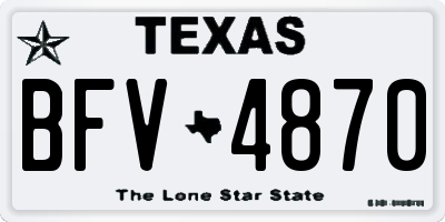 TX license plate BFV4870