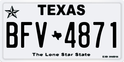 TX license plate BFV4871
