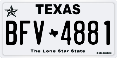 TX license plate BFV4881